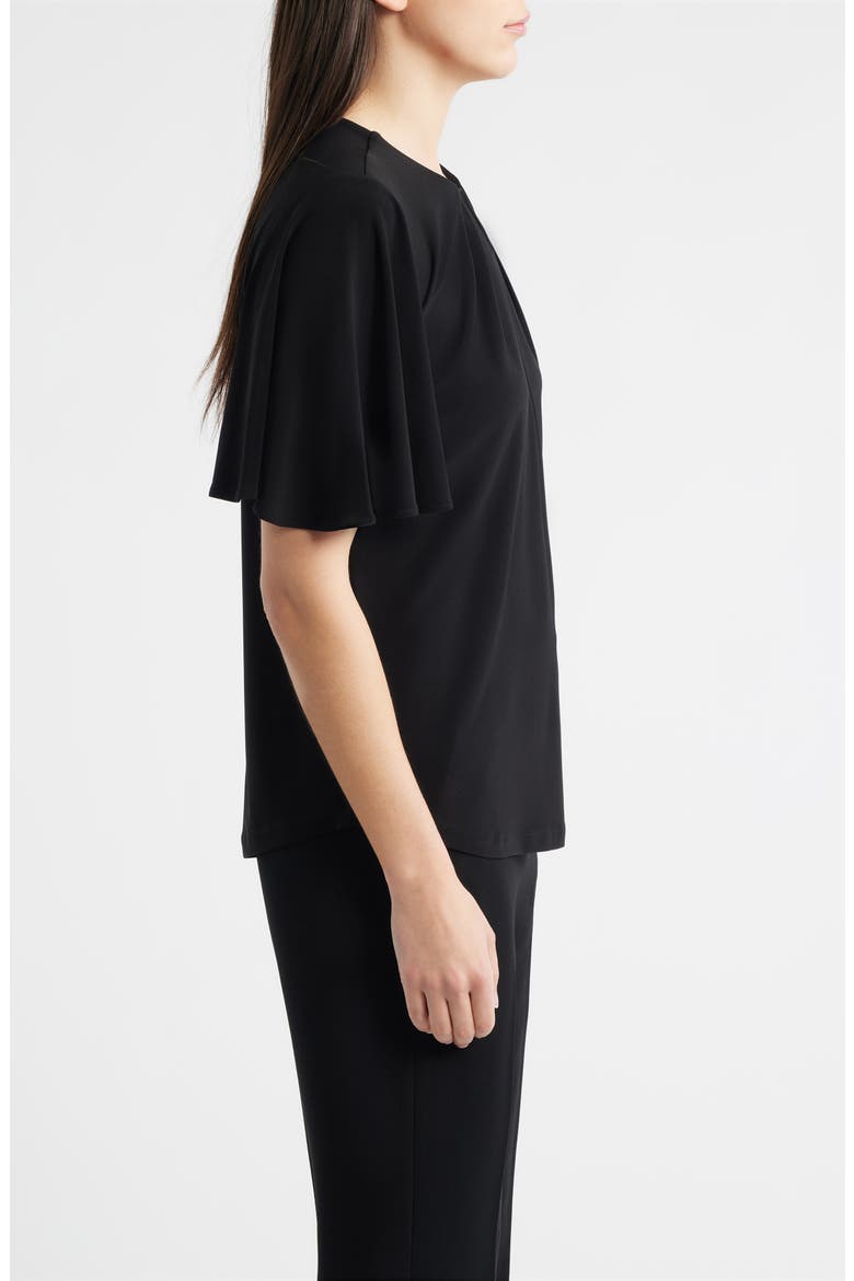Pleat Neck Bell Sleeve Top, Alternate, color, ANNE BLACK