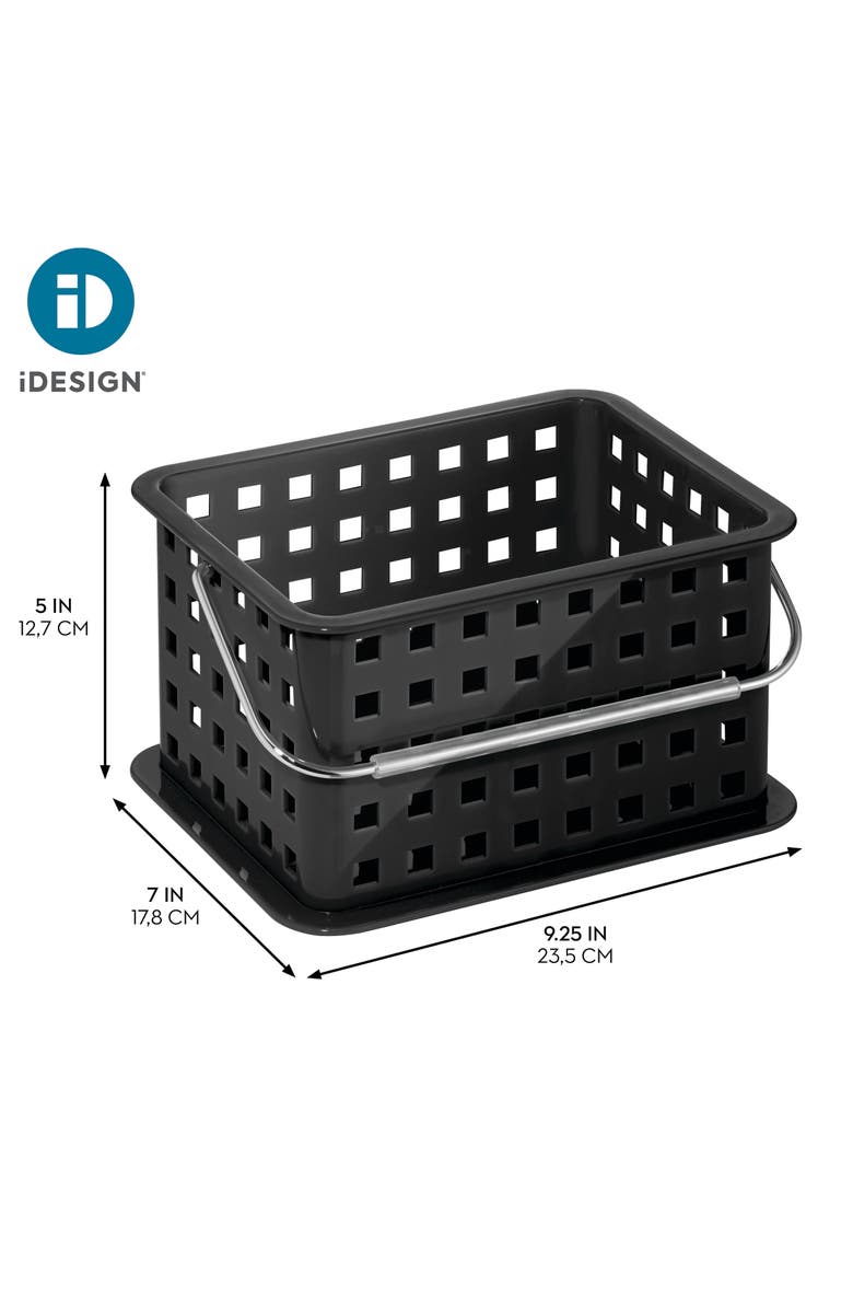 iDesign Small Stackable Shower Basket - Set of 3 - Clear/Frost - Made in USA, Alternate, color, Black