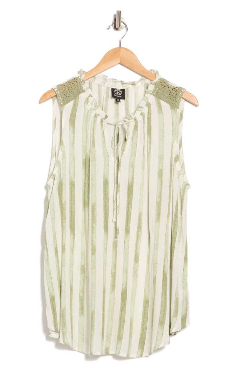 Bobeau Ruffle Spit Neck Sleeveless Top, Alternate, color, Lottie Stripe