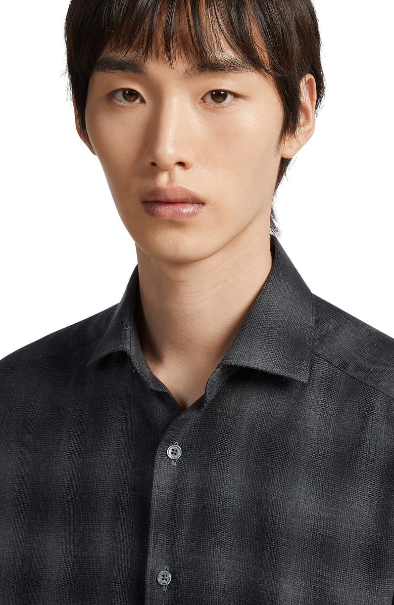 ZEGNA Cashco Plaid Cotton & Cashmere Button-Up Shirt, Alternate, color, 