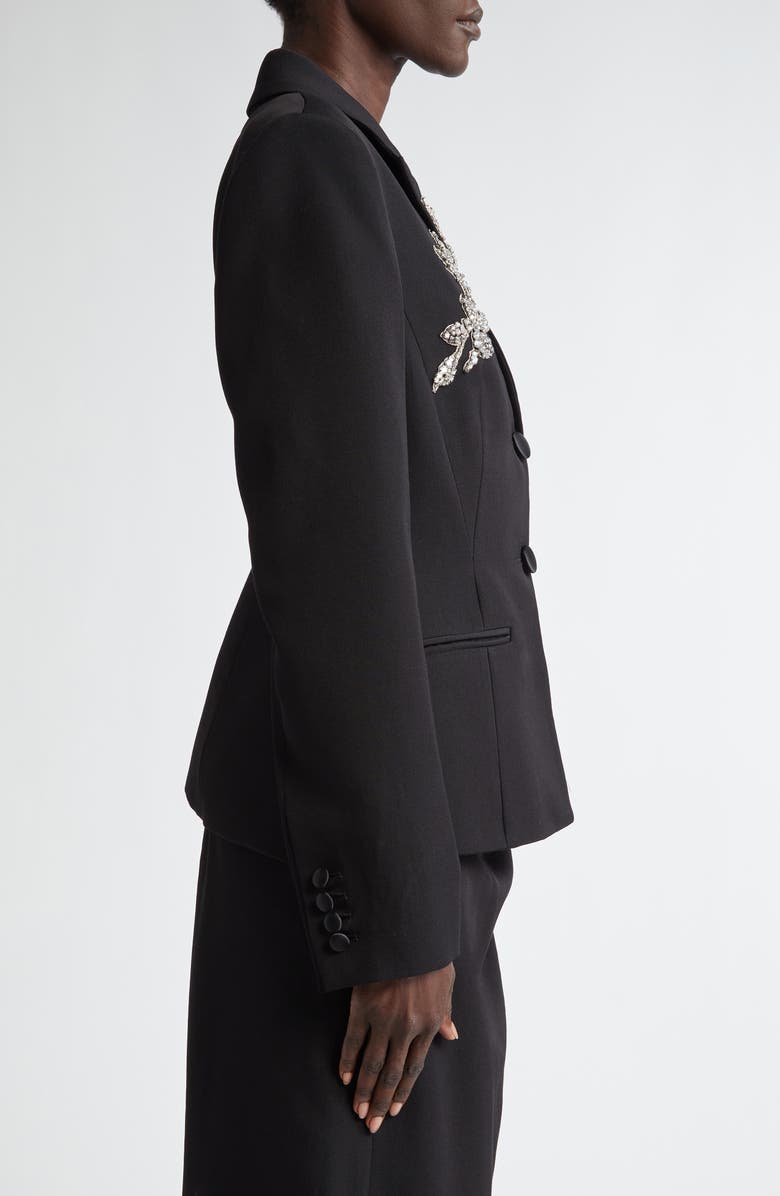 Erdem Crystal Embellished Single Breasted Grain de Poudre Blazer, Alternate, color,