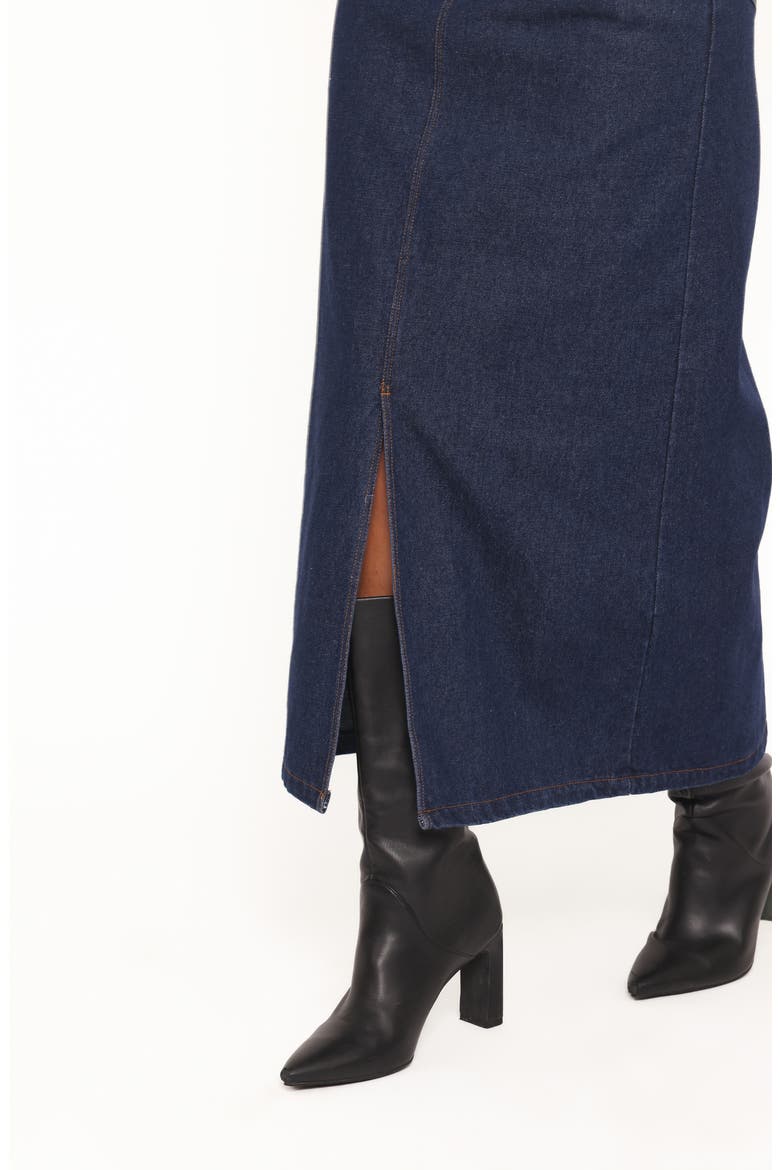 Dana Front Slit Denim Midi Skirt, Alternate, color, MIDNIGHT