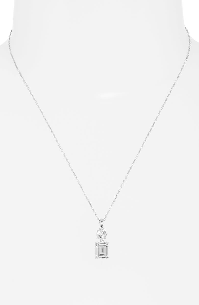 Nordstrom Cubic Zirconia Double Drop Pendant Necklace, Alternate, color, 