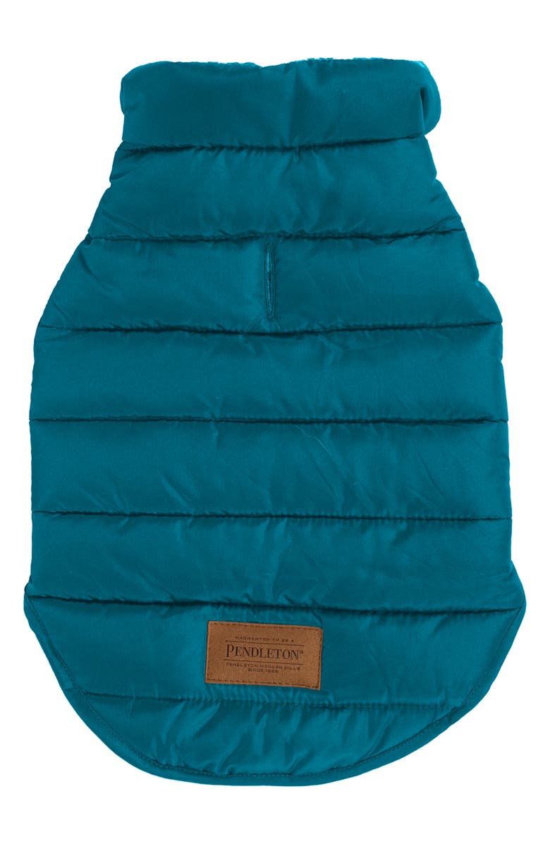 Pendleton Puffer Dog Coat, Main, color, Teal