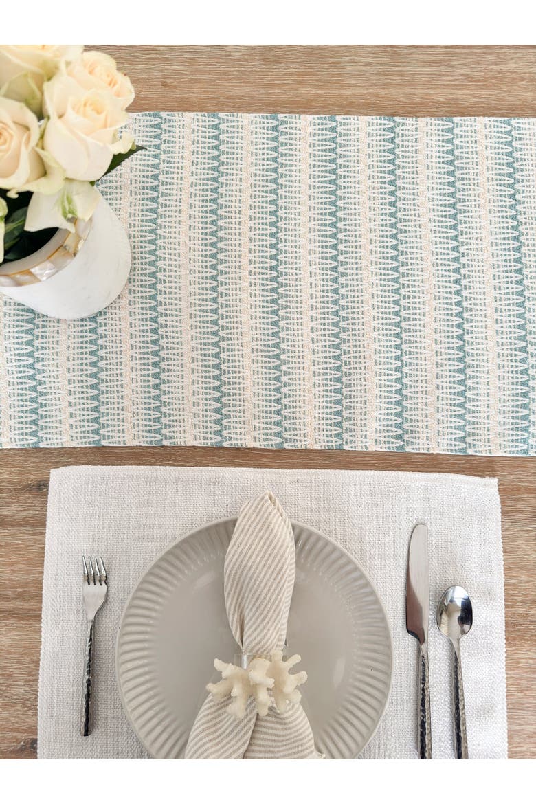Summer Twist Indoor Outdoor Table Runner, Alternate, color, Aqua Blue
