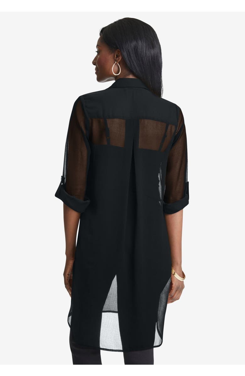 Jessica London Sheer Georgette Mega Tunic, Alternate, color, Black
