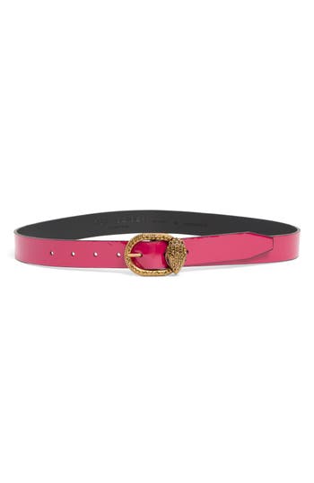 Kurt Geiger London Mayfair Patent Leather Belt In Red