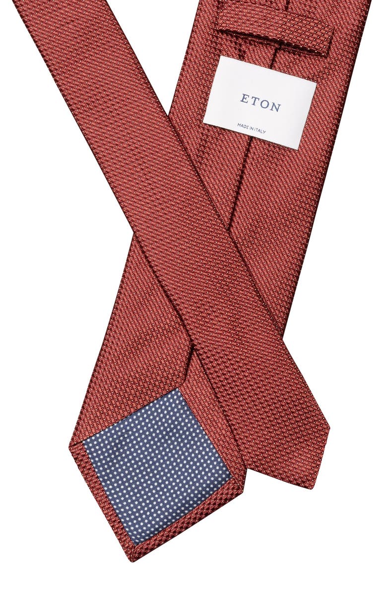 Eton Textured Solid Silk Tie, Alternate, color, Red