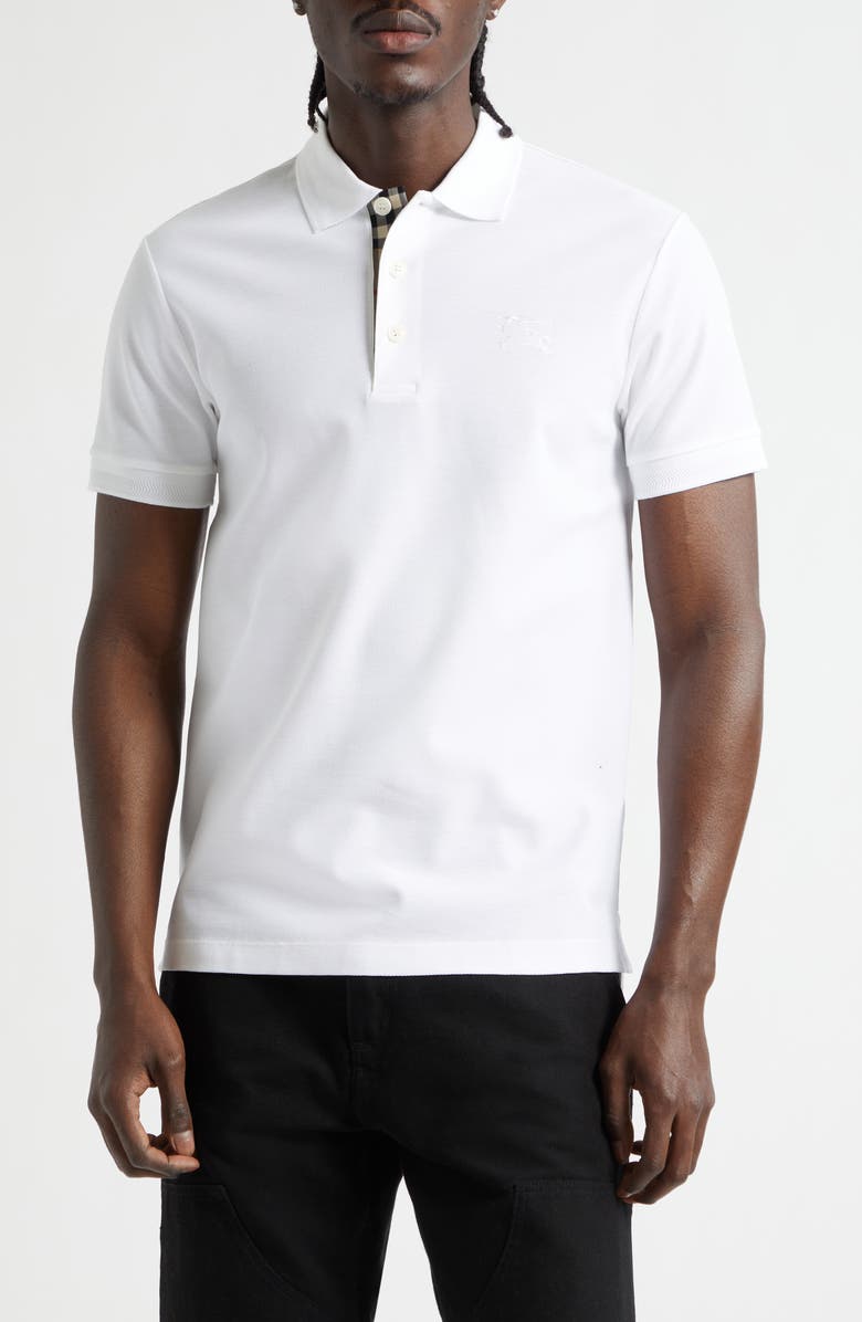 Burberry Eddie Equestrian Knight Design Cotton Piqué Polo, Main, color, White