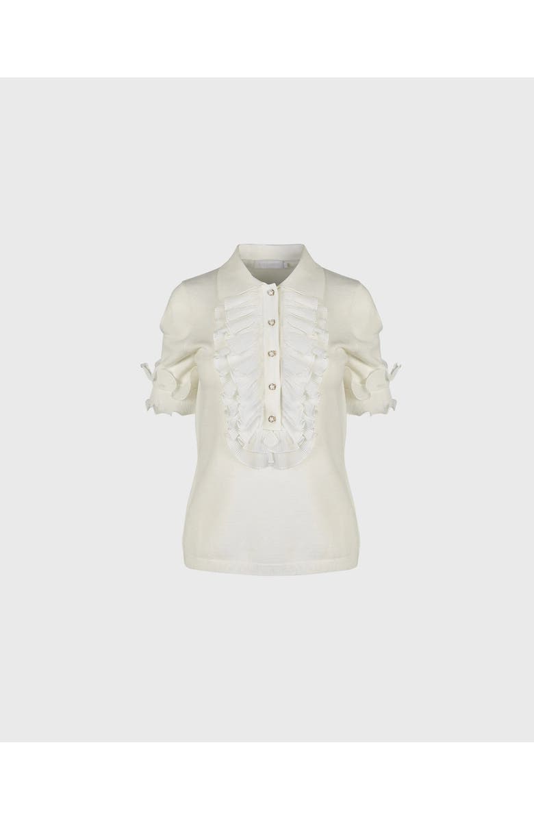 Anne Fontaine Maelys Short Sleeve Luxe Knit Pullover, Main, color, White