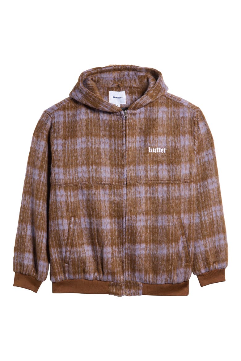 Hooded Heavyweight Plaid Work Jacket, Alternate, color, BRICK / DUSK