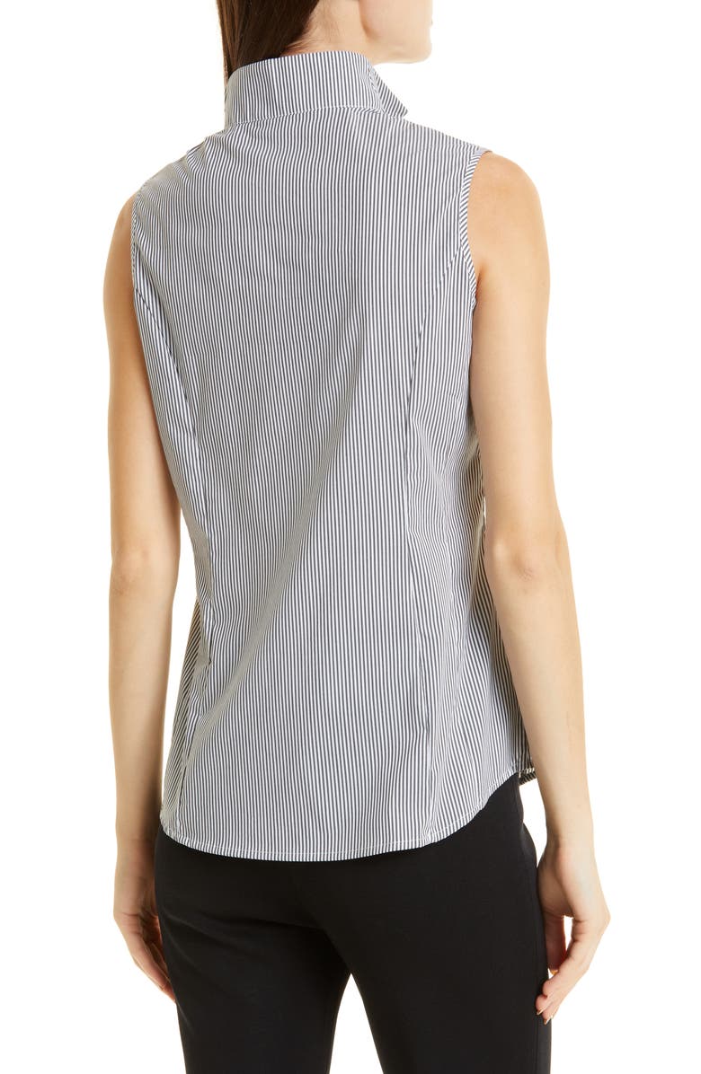 Misook Pinstripe Sleeveless Stretch Blouse, Alternate, color, Black/ White