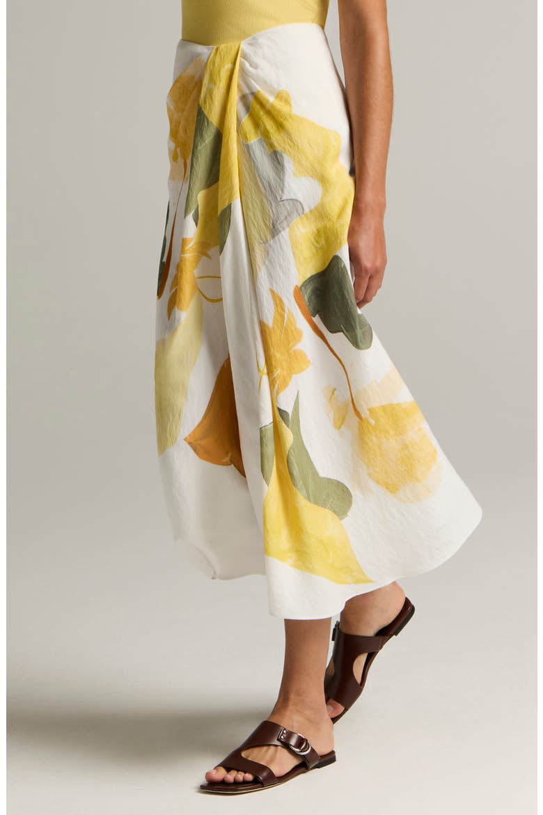 Abstract Draped Midi Skirt, Alternate, color, OFF WHITE/SUN