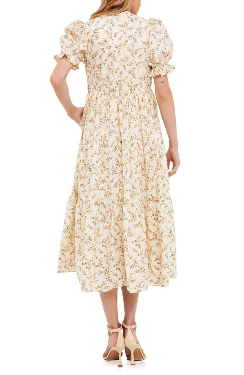 English Factory Floral Puff Sleeve Cotton Midi Dress, Alternate, color, 