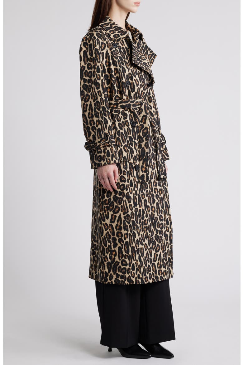 Leopard Print Wool Blend Trench Coat, Alternate, color, BEIGE MULTI - E2E