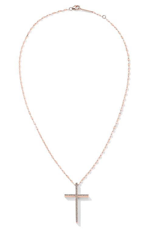 Lana 14k Rose Gold Diamond Cross Pendant Necklace In Gold