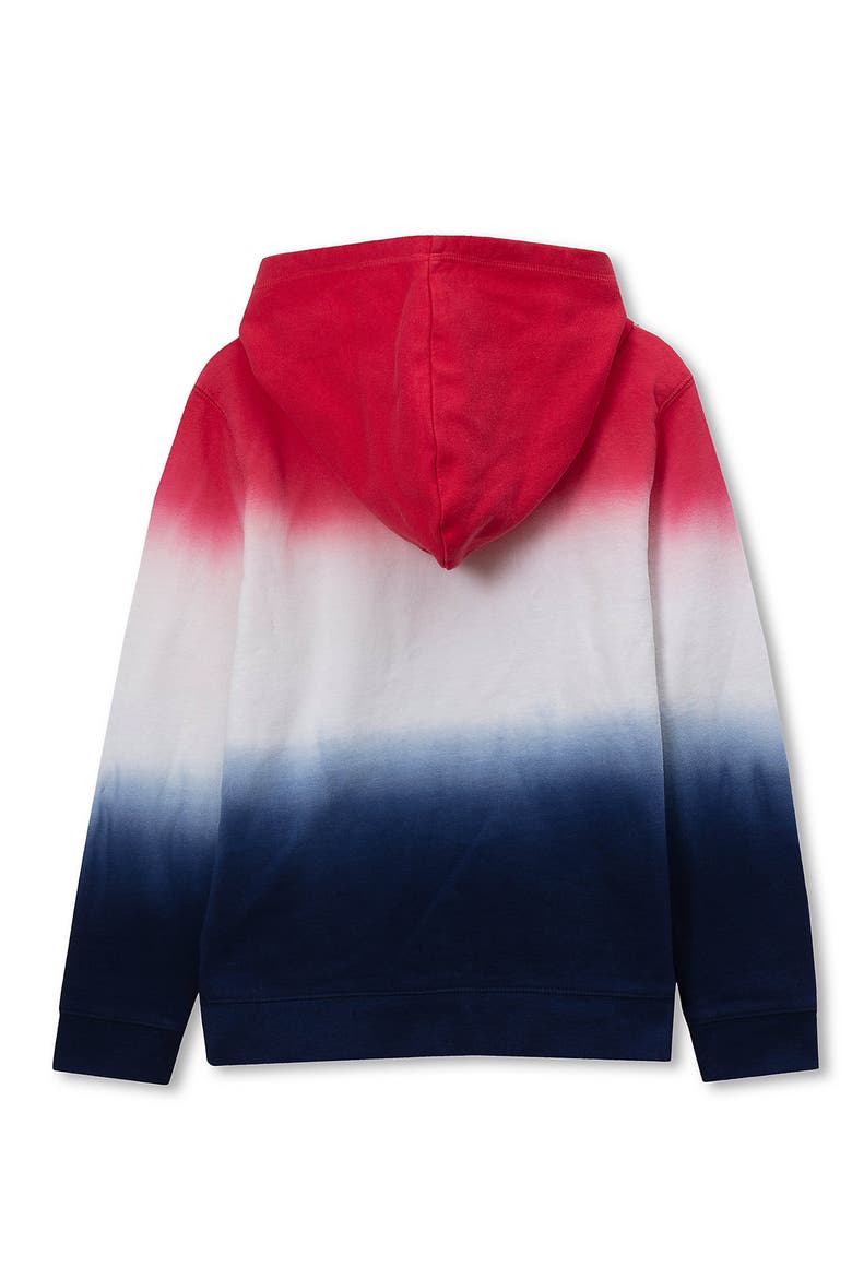 Boys Full Zip Hooded Sweatshirt, Alternate, color, Red/White/Blue Dip Dye