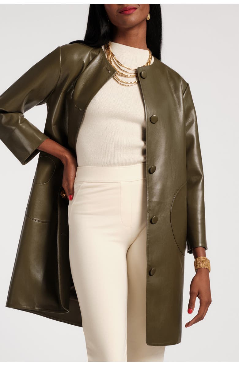 Frances Valentine Mod Jacket Faux Leather, Alternate, color, Olive