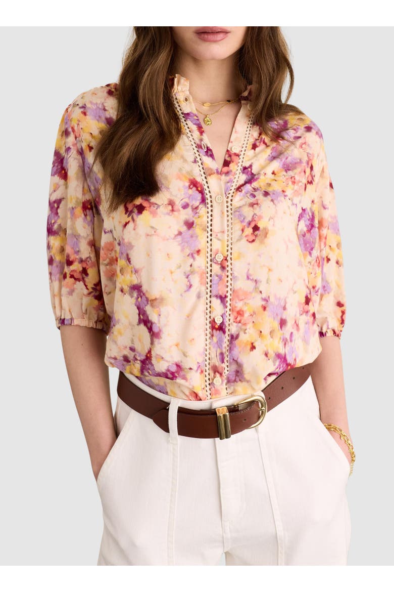 Celia 3/4 Sleeve Printed Blouse, Alternate, color, Violet Watercolour Floral