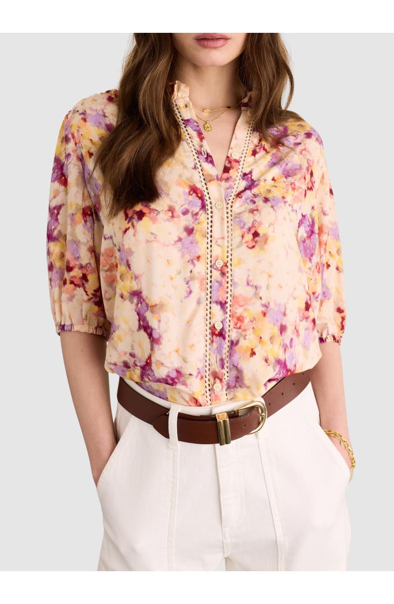 81043072 Celia 3/4 Sleeve Printed Blouse, Alternate, color, Violet Watercolour Floral