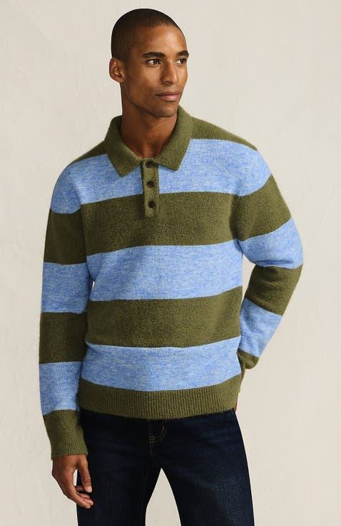 Long Sleeve Fuzzy Sweater Polo