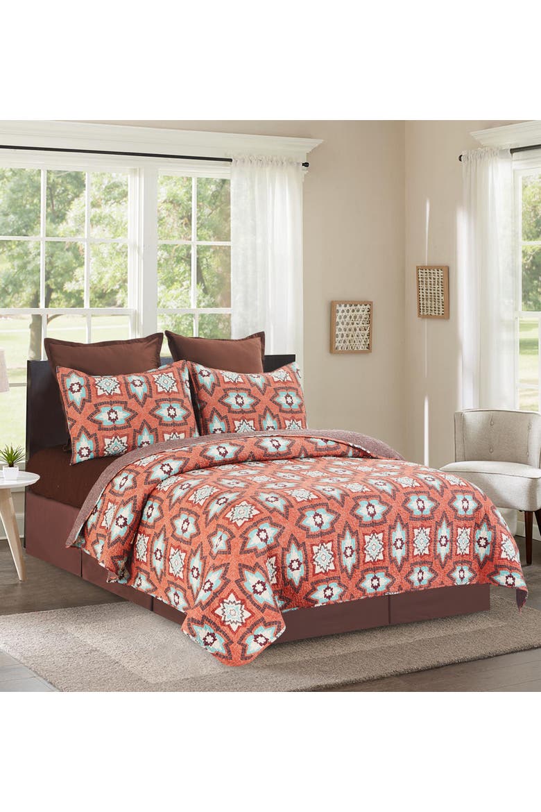 Montana Sky Cotton Quilt Set  - Reversible and Machine Washable, Alternate, color, Orange