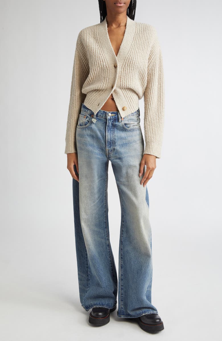 R13 Split Hem Wool Blend Cardigan, Alternate, color, Oatmeal Tweed