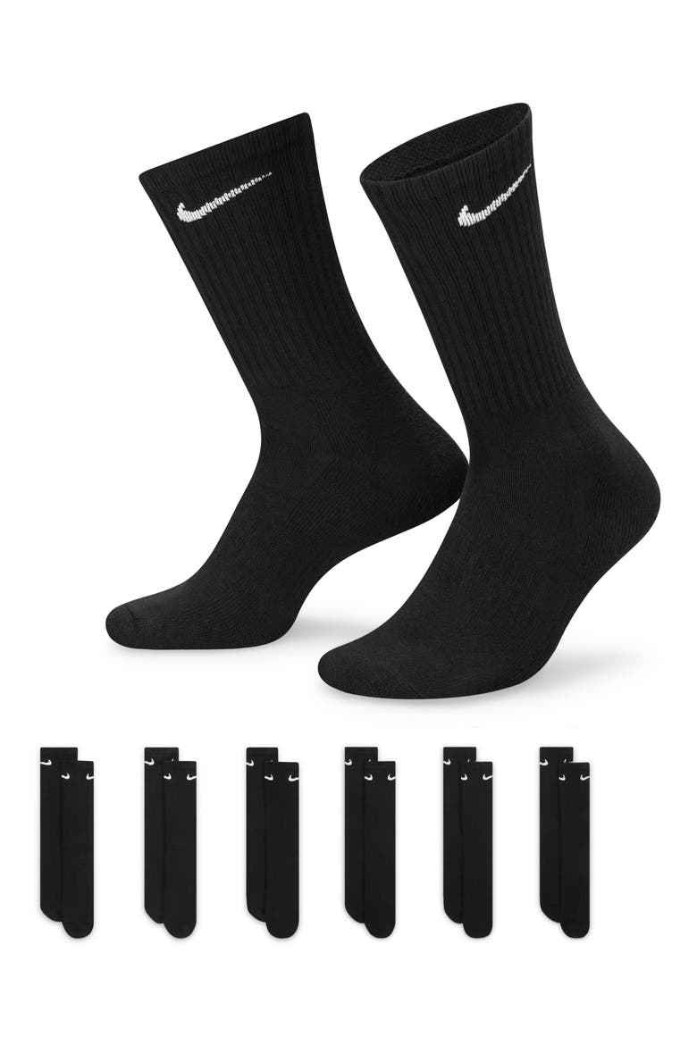 Everyday Crush Crew Socks - Pack of 6, Alternate, color, 010 BLACK/WHITE