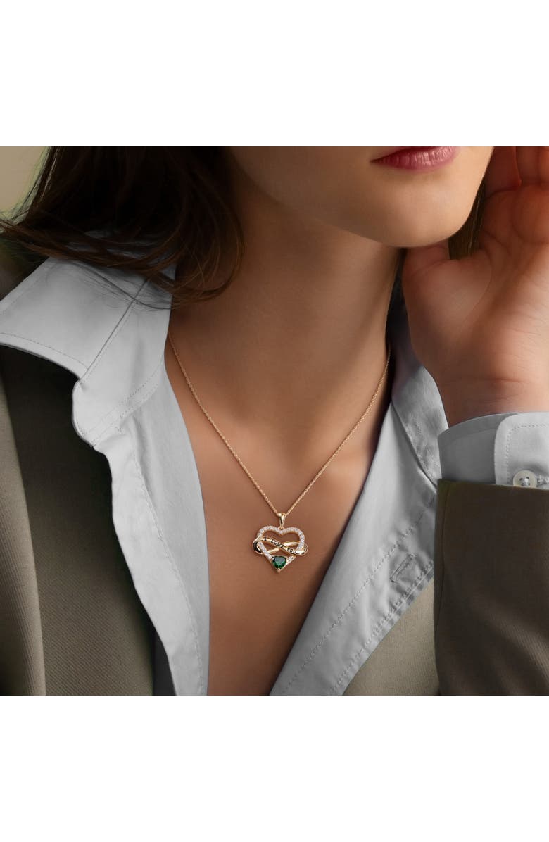 Julianna B. Color Zirconia Infinity Heart Necklace Yellow-Plated, Alternate, color, Green Cz