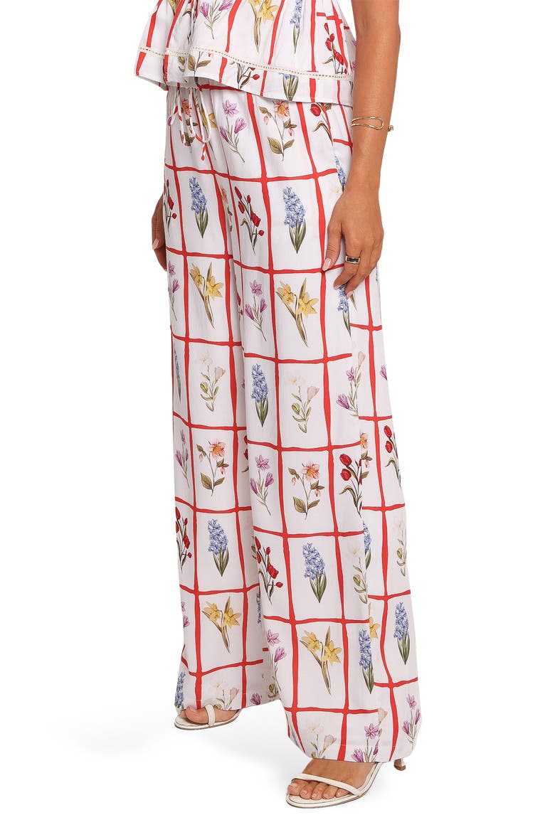 Jovique Floral Strapless Top & Wide Leg Pants Set, Alternate, color, FLORA