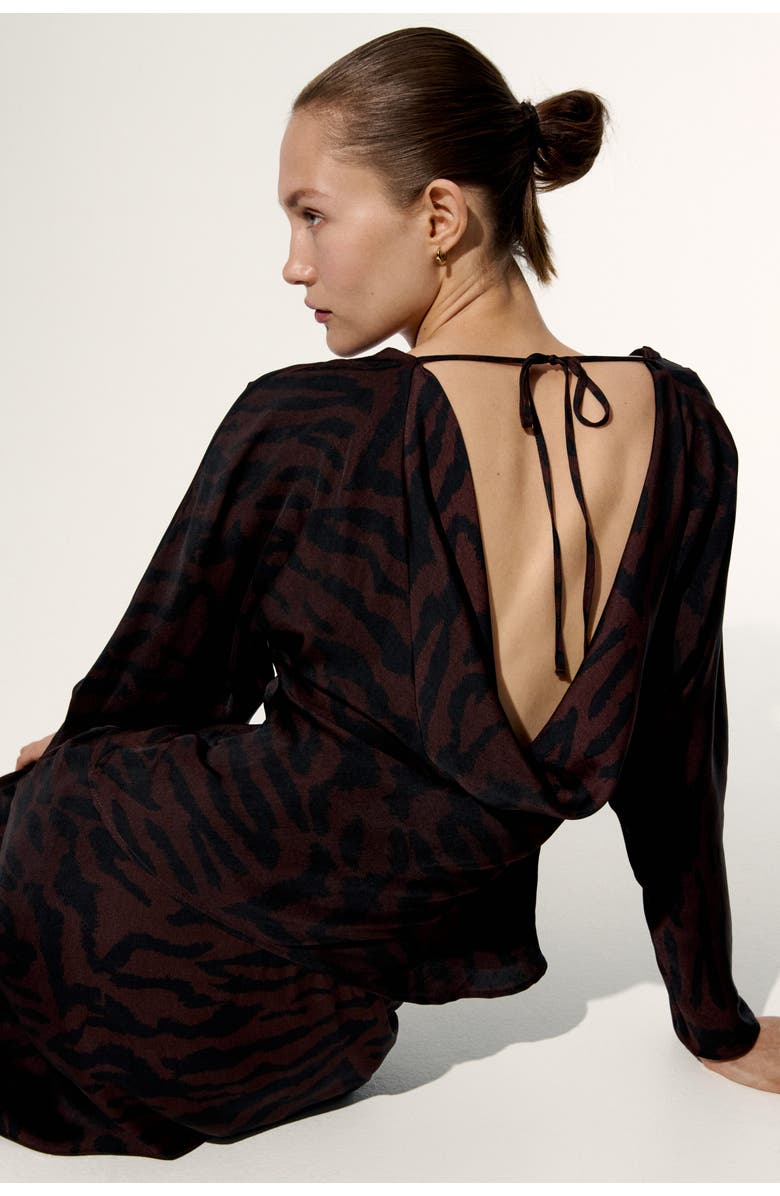 H&M Cowl-neck Top, Alternate, color, Dark Brown/Zebra Print
