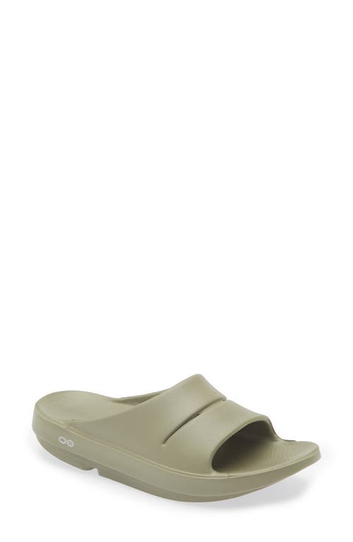 Oofos Ooahh Slide Sandal In Green