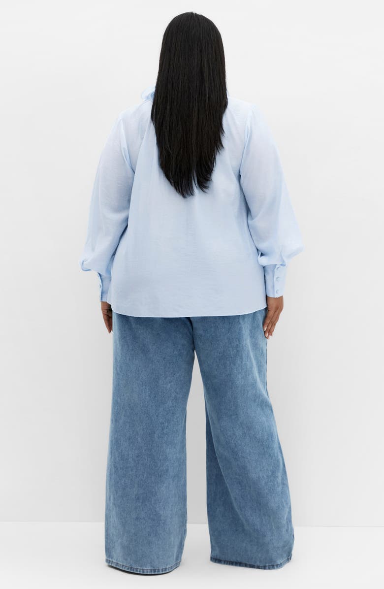 City Chic Antoinette Tie Neck Top, Alternate, color, Sky Blue