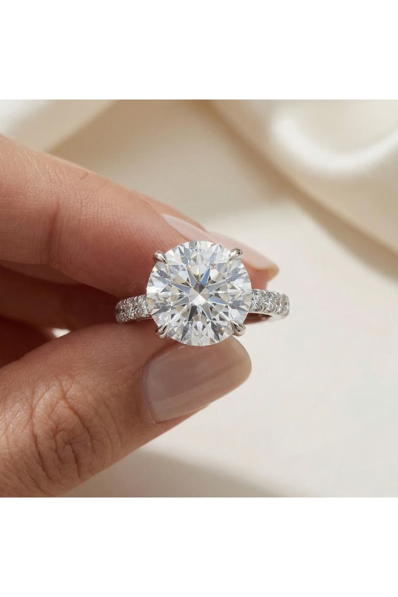 Certified 7Ct Diamond Hidden Halo Engagement Side Halo Ring Lab Grown, Alternate, color, 14k White Gold