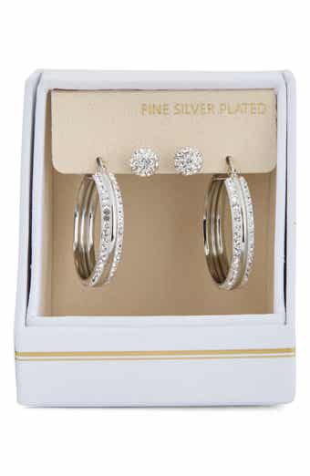 NORDSTROM RACK Set of 2 Cubic Zirconia Ball & Huggie Hoop Earrings