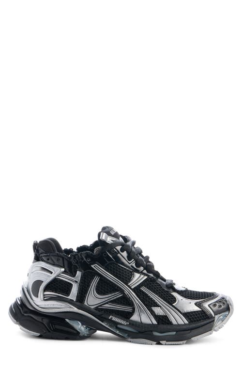 Balenciaga Mesh Runner Sneakers Embossed Size In Black