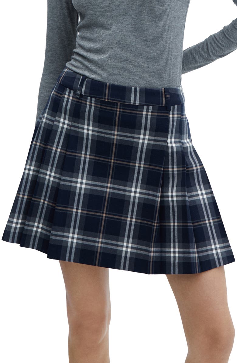MANGO Plaid Pleated Miniskirt, Main, color, 