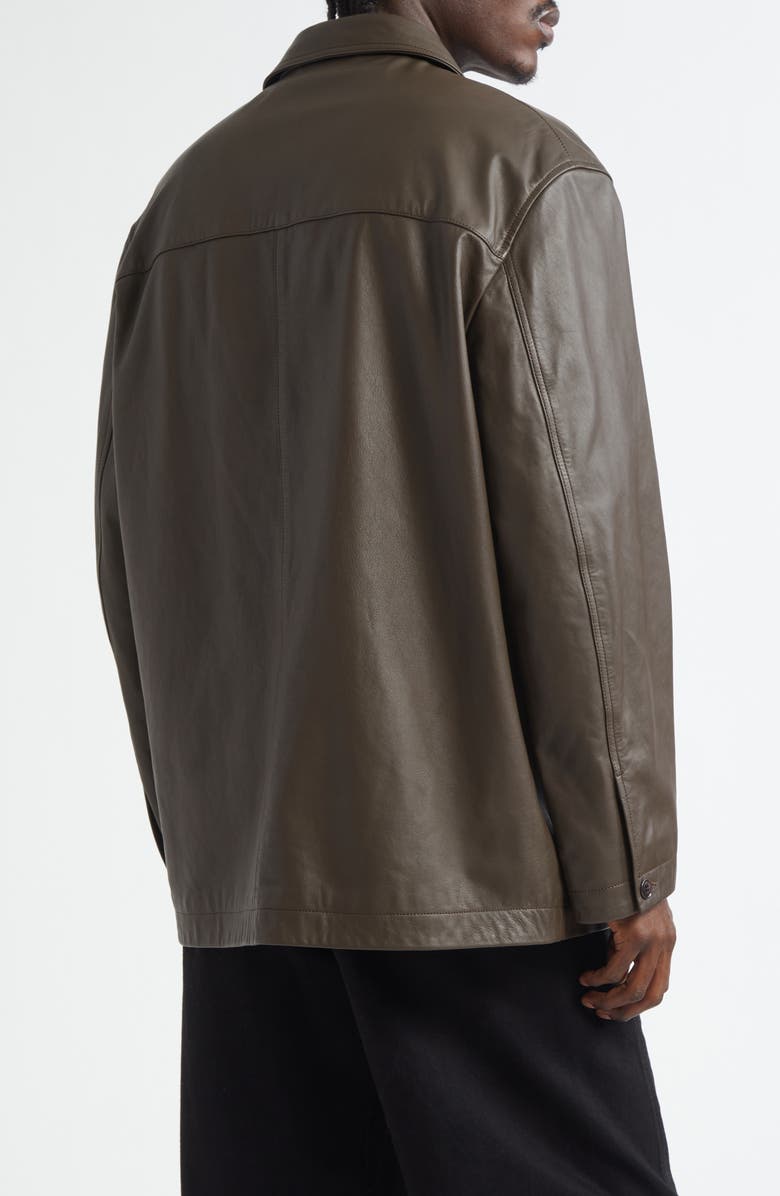 Lemaire Relaxed Leather Jacket, Alternate, color, Mushroom