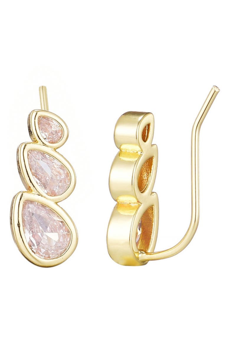 Adornia Crystal Climber Threader Earrings, Main, color, Gold