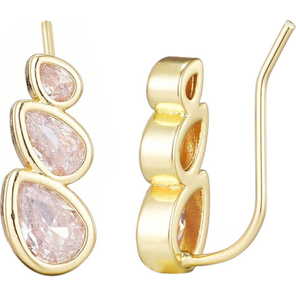 Adornia 14k Plated Crystal Climber Earrings In Gold
