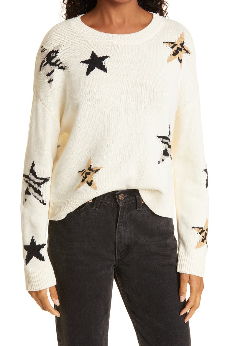 Perci Animal Star Sweater, Main, color, NEUTRAL ANIMAL STAR