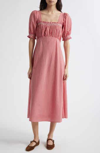 MILLE Nicolette Gingham Puff Sleeve Cotton Sundress