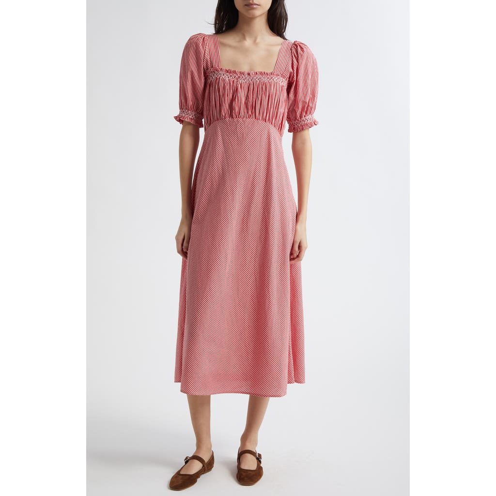 Mille Nicolette Gingham Puff Sleeve Cotton Sundress In Pink