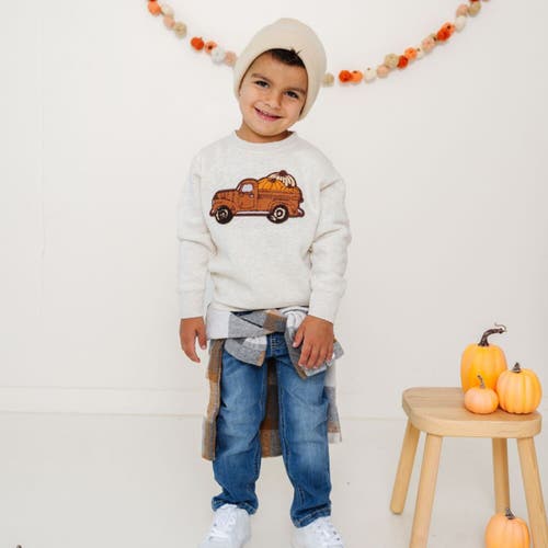 Sweet Wink Fall Truck Patch Sweatshirt In White