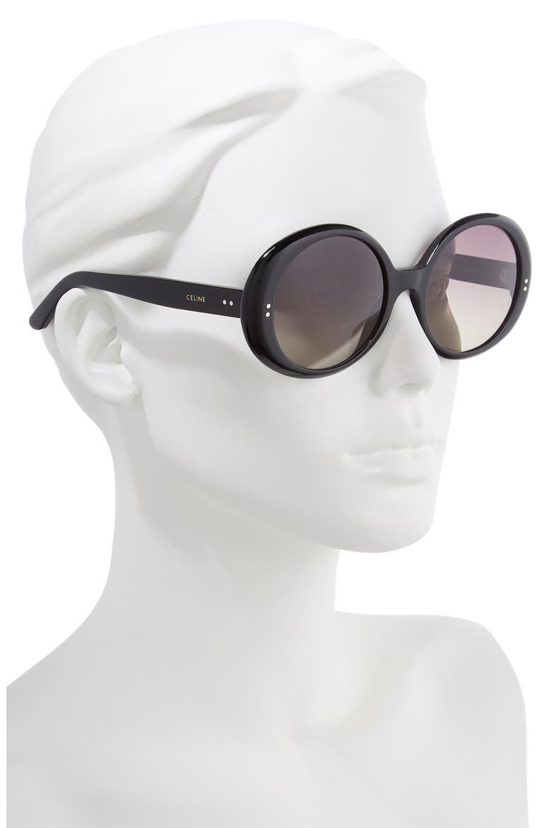57mm Gradient Round Sunglasses, Alternate, color, BLACK/ GRADIENT BROWN