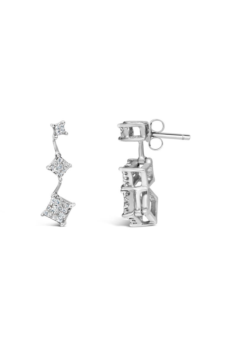 14K White Gold 1 cttw Princess Cut Diamond Earrings, Alternate, color, White