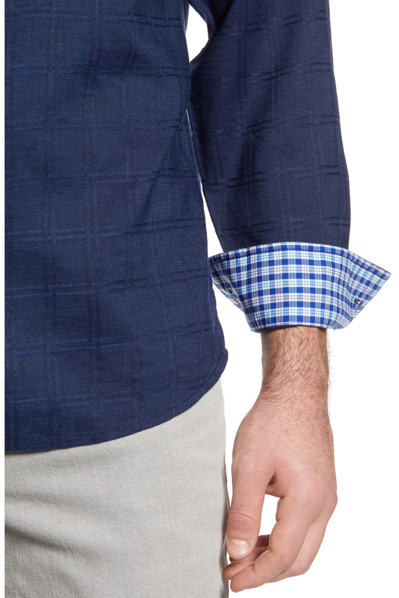 Costa Capri Classic Fit Linen Blend Button-Up Shirt, Alternate, color, OCEAN DEEP