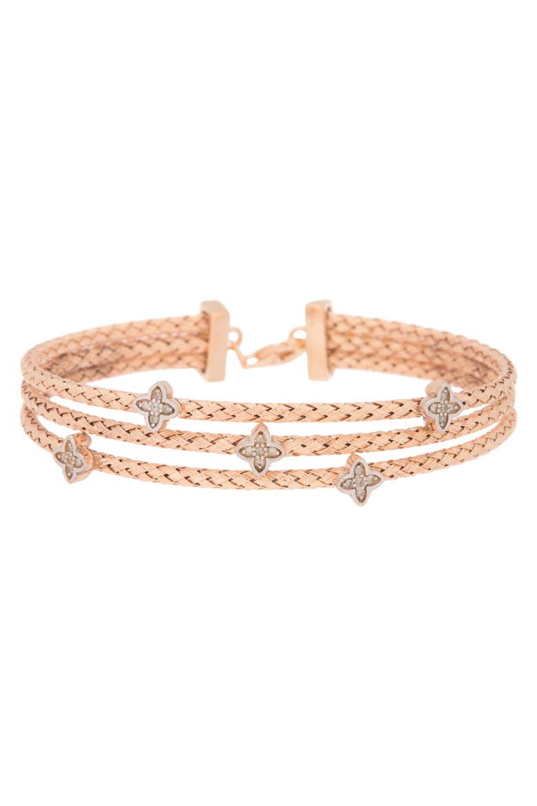 Diamond Three-Row Braided Bracelet - 0.06ct., Main, color, ROSE