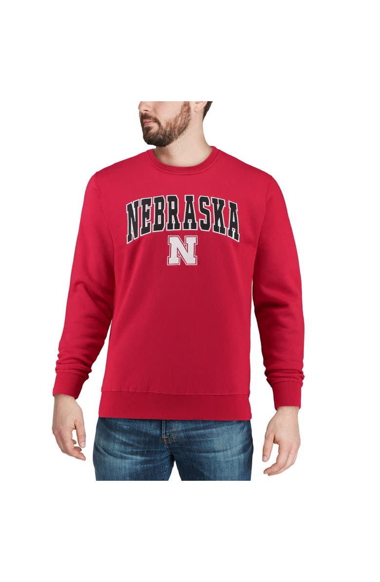 COLOSSEUM Men's Colosseum Scarlet Nebraska Huskers Arch & Logo Crew Neck Sweatshirt, Alternate, color, Scarlet