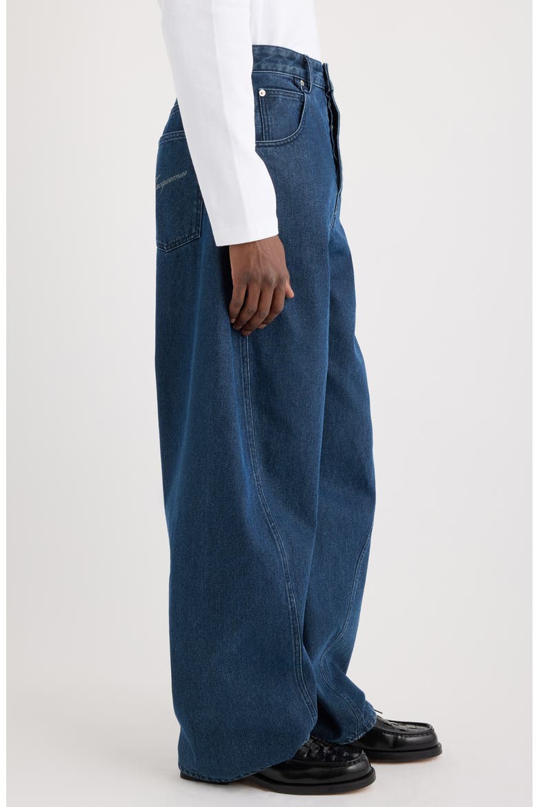 Le de-Nîmes Espiral Twisted Seam Barrel Leg Jeans, Alternate, color, NAVY